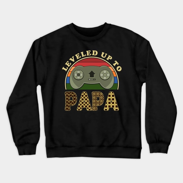 Papa Leveled Up To Vintage Gaming Controller Crewneck Sweatshirt by JaussZ